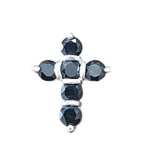 Vintage Sterling Silver Onyx Color Cross Pendant .925